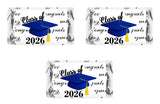 60 Graduation Cap Party Class of 2026 Miniatures Candy Bar Wrapper, (Set of 60) Mini Candy Chocolate Bar Stickers, Labels, Candy Not Included, Color