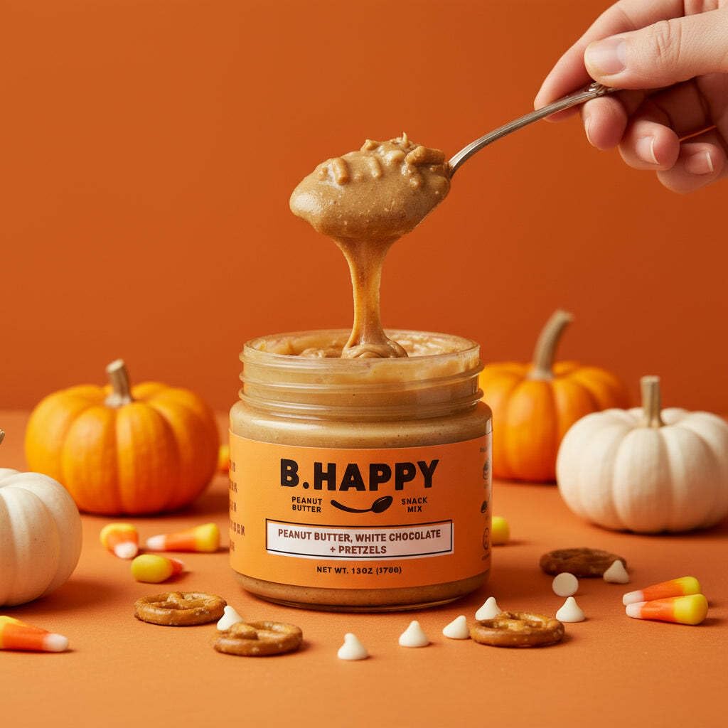B.HAPPY PEANUT BUTTER DREAM BIG - Honey Roasted Peanut Butter with Creamy White Chocolate Chips & Crunchy Pretzel Pieces, Spoonable Peanut Butter