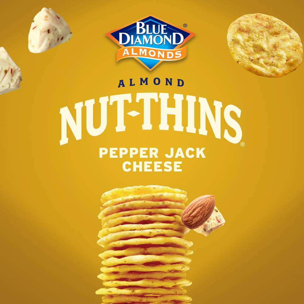 Blue Diamond Almonds Nut Thins Cracker Crisps, Pepper Jack Cheese, 4.25 Ounce (Pack of 12)