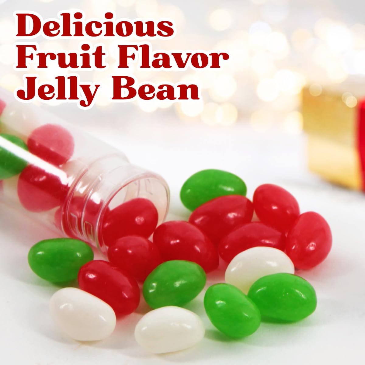 Candy Cane Filled with Jelly Beans, 12 Pack, Ideal Christmas Candy for Stocking Stuffers, Perfect for a Sweet Christmas Celebration.