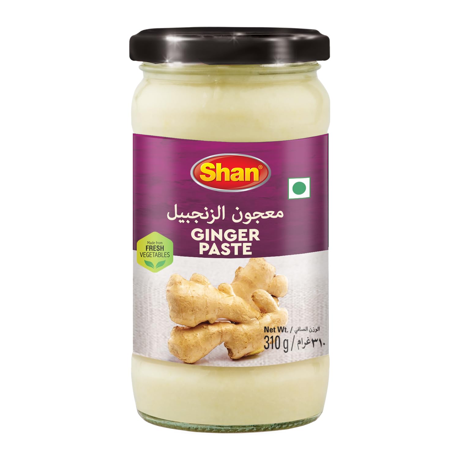 Shan Ginger Paste 10.93 oz (310g) - Traditional Taste Enhancing Cooking Paste from Fresh Ground Ginger - Suitable for Vegetarians - Airtight Glass Jar