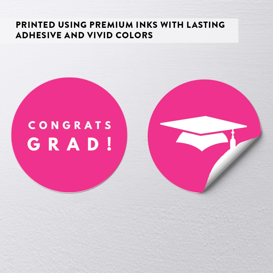 Andaz Press Chocolate Drop Labels Trio, Graduation 2026, Fuchsia, 216-Pack Graduation Stickers Class of 2026