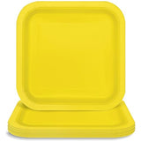Unique Premier Style Neon Yellow Square Paper Dessert Plates - 7" (Pack of 12) - Vibrant Design, Ideal for Parties and Special Events