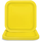 Unique Premier Style Neon Yellow Square Paper Dessert Plates - 7" (Pack of 12) - Vibrant Design, Ideal for Parties and Special Events