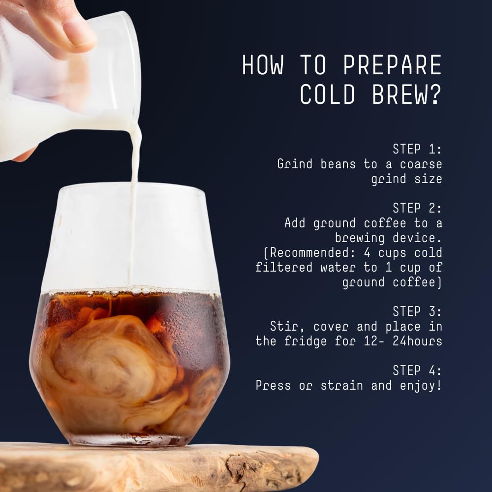 Stone Street Cold Brew Coffee, Strong & Smooth Blend, Low Acid, 100% Arabica, Gourmet Coffee, Whole Bean, Dark Roast, Colombian Single Origin, 1 LB