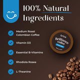Krios Coffee Brilliance Coffee Pods, Enhance Energy & Focus with Essential Vitamins, L-Theanine, Bacopa Monnieri & Rhodiola Rosea, Medium Roast