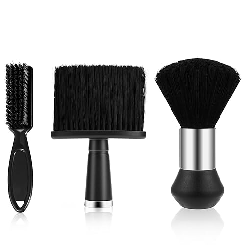 3pcs Black Neck Duster Soft Barber Brush Professional Barber Cleaner Hairbrush Barber Accessories for Salon Home Use