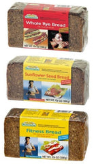 Mestemacher Natural High Fiber Bread Variety Pack - Fitness, Rye & Sunflower Seed - Whole Grain, Vegan, Non-GMO, Kosher - 17.6 oz Each (3-Pack)