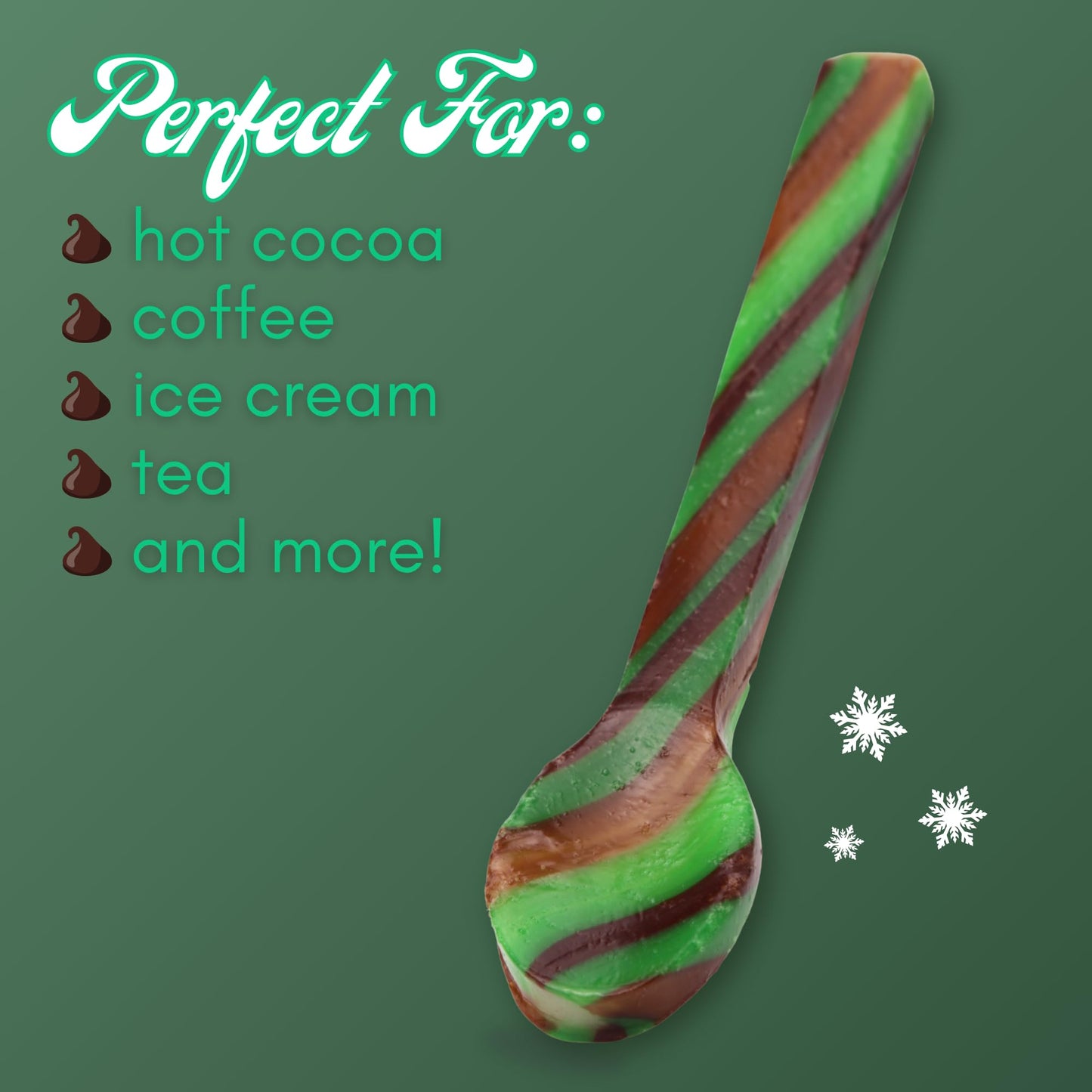 Mint Chocolate Candy Spoons, Hot Cocoa and Coffee Stir Sticks, Christmas Stocking Stuffers 36 Total Pieces (Pack of 3)