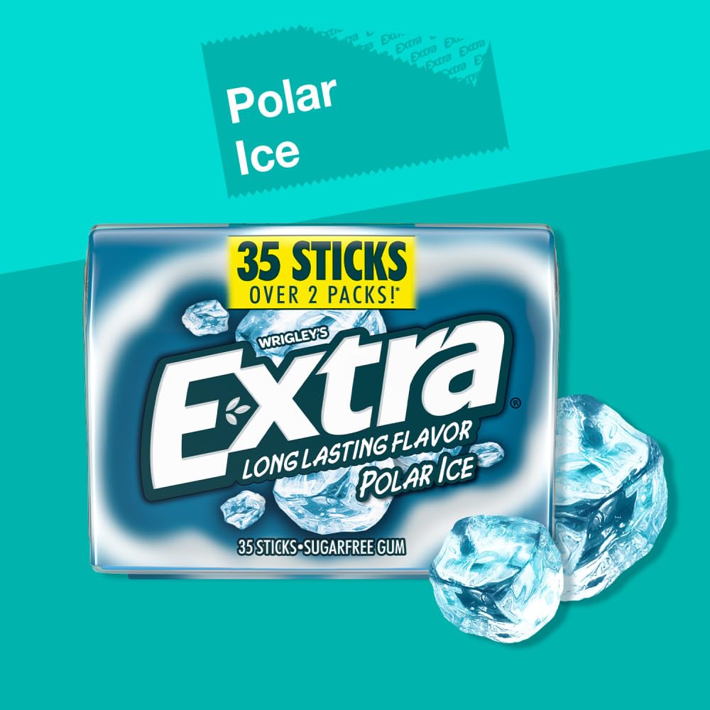 Extra, Polar Ice Sugar Free Chewing Gum Grad Gifts Prom Essentials Mint Gum, 35 Stick Mega Pack, 35 Count