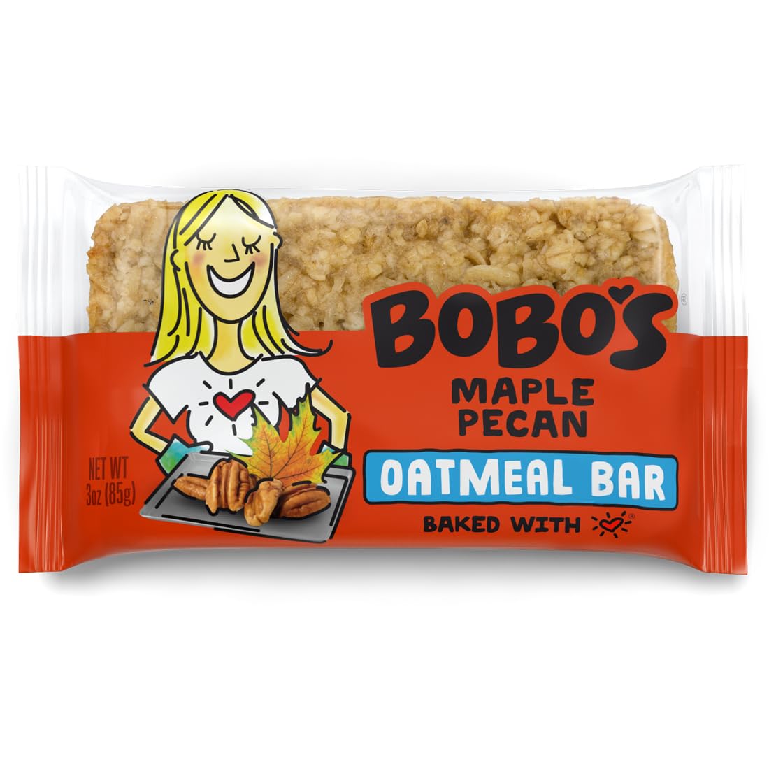 Bobo's Maple Pecan Oat Bars, Simple Ingredients, Whole Grain Oats, Plant Based, Gluten Free Breakfast Bars, Non-GMO, Healthy Snacks for Adults & Kids