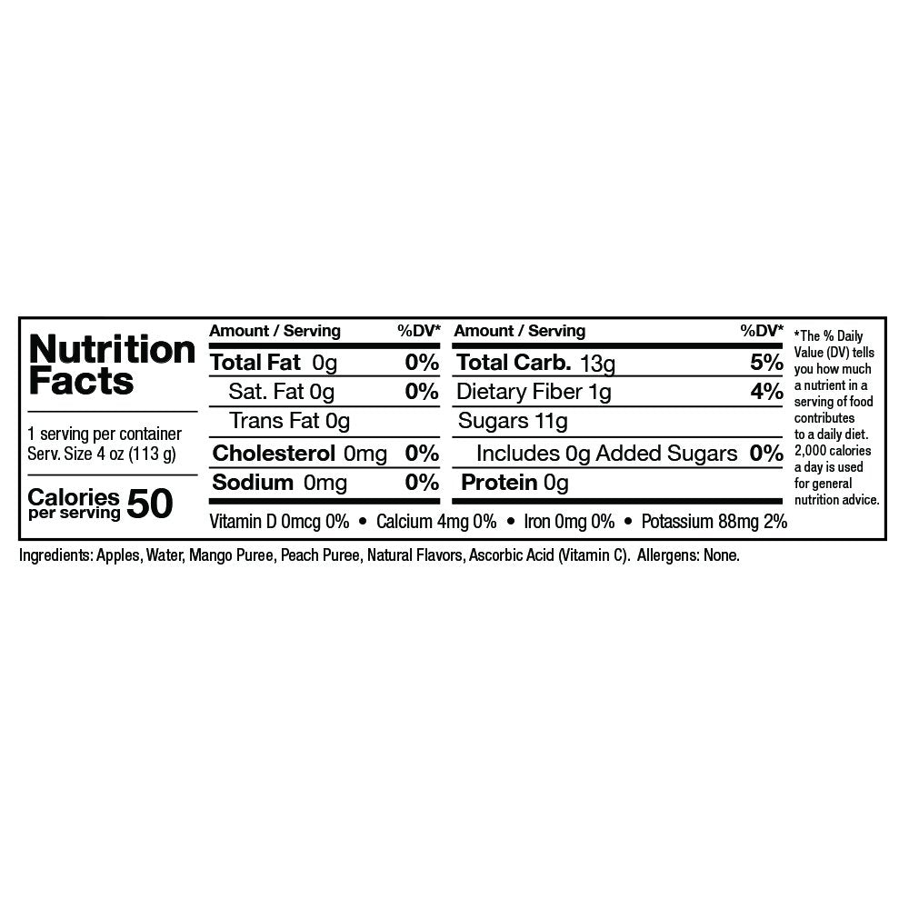 Zee Zees Mango Peach Applesauce Cups, Unsweetened, All Natural, No Sugar Added, 4 oz Cups, 24 pack