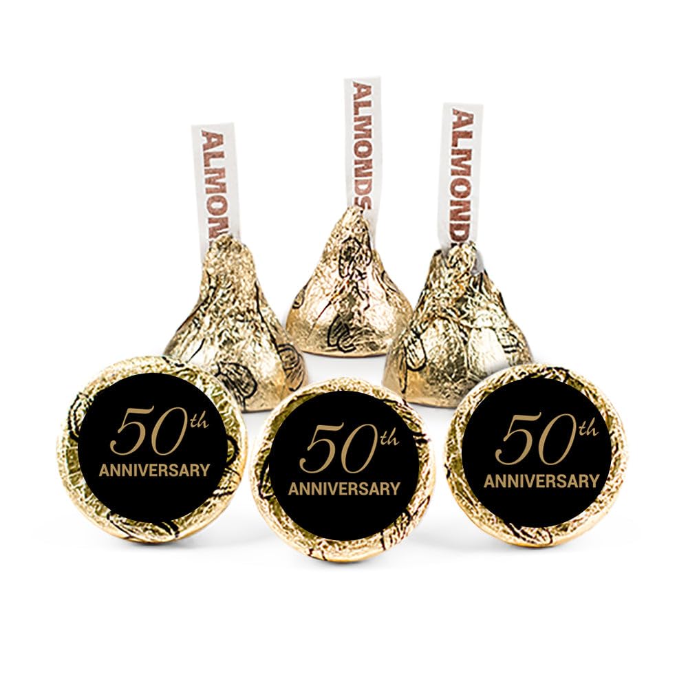 324ct Golden 50th Anniversary Stickers For Chocolate Kisses - Stickers Only