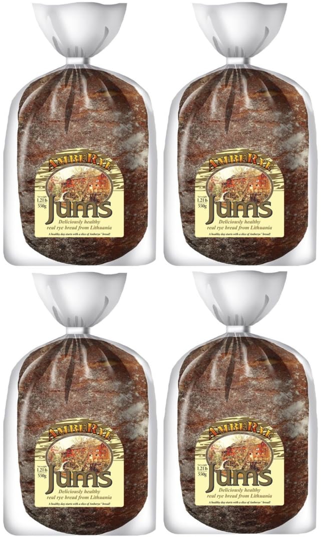 AmbeRye Jums Rye Bread, All Natural Real Rye Bread from Lithuania, 550g, 4 Pack
