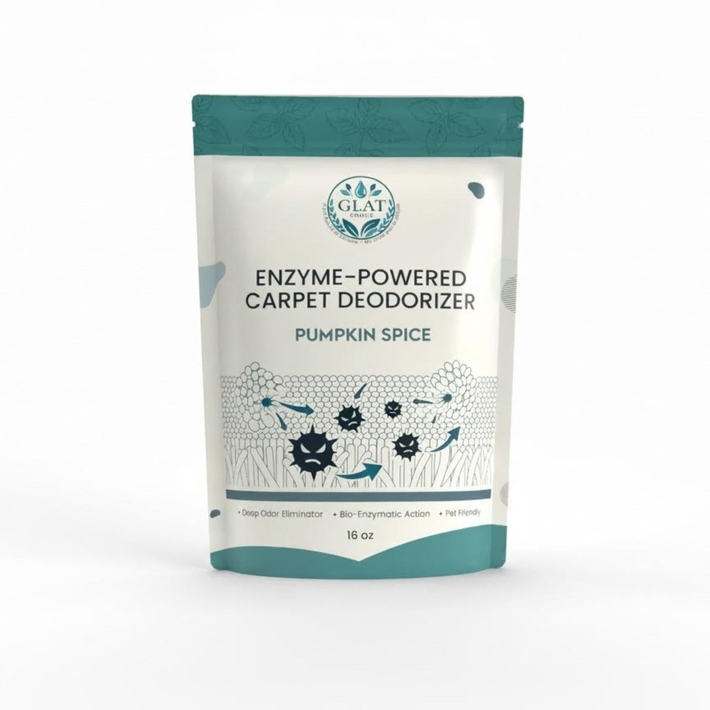 GLAT Group Enzyme-Powered Carpet Deodorizer (Powder) - Pumpkin Spice Scent | Natural Pet Odor Eliminator | Bio-Enzymatic Formula, Premium Performance