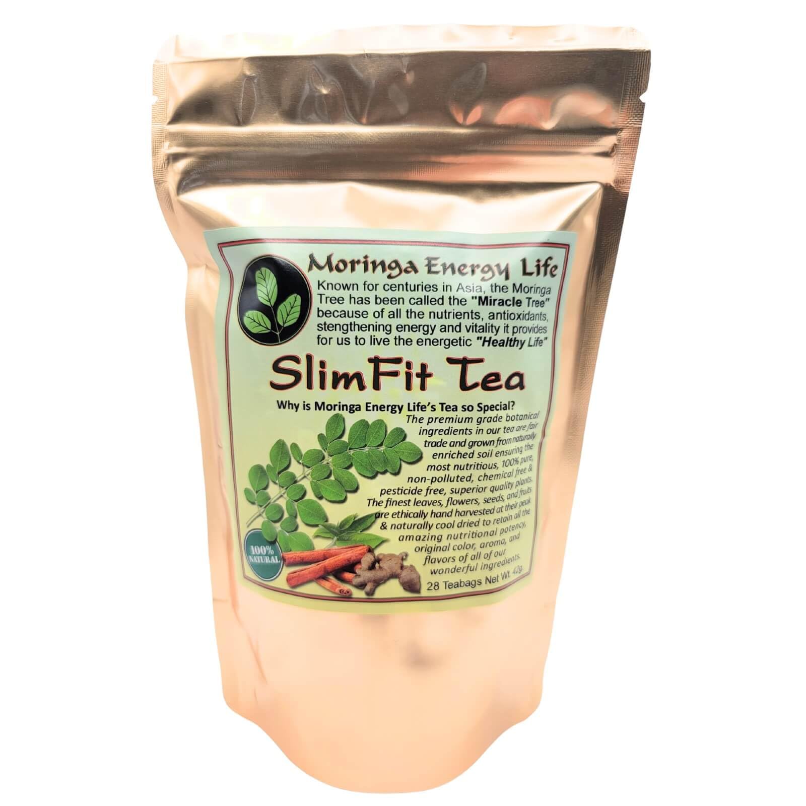 Moringa Slimfit Tea Bags 28 (Keto, Detox, Paleo, Vitamin & Minerals Booster, Vegan, Gluten-Free, Non-GMO, Caffeine-Free)