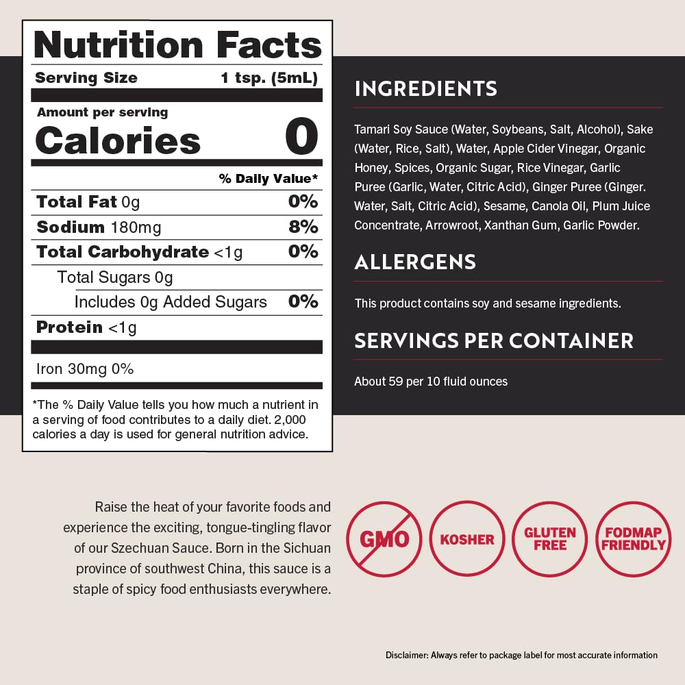 San-J Gluten Free Szechuan Cooking Sauce - Szechuan Sauce, Szechuan Dipping Sauce, Hot & Spicy Marinade & Stir Fry Sauce, Kosher, Non-GMO, No
