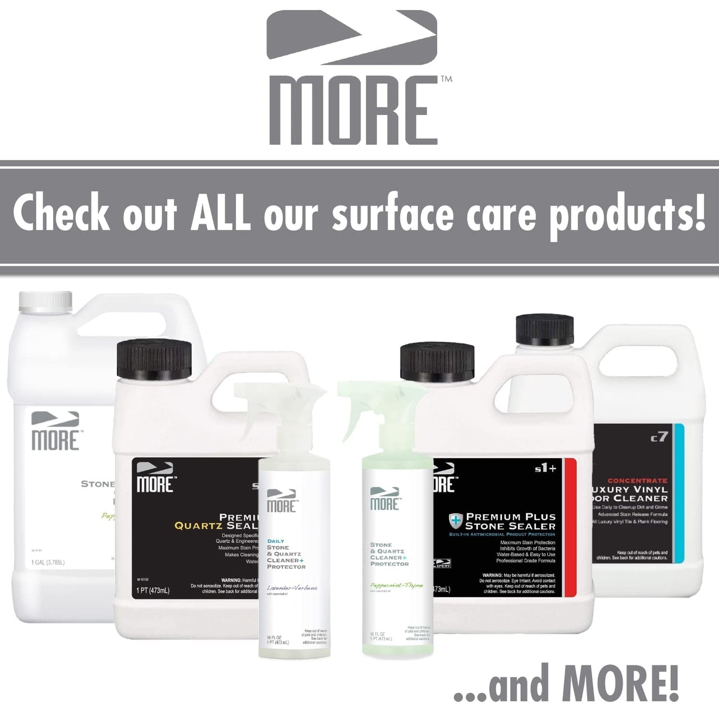 MORE Stone & Quartz All Purpose Cleaner + Protector Refill (Advanced Formula) for Natural Stone and Tile Surfaces, Household Cleaning [Gallon / 128oz]