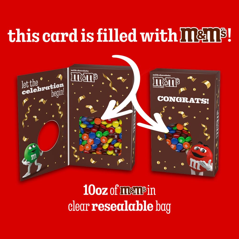 M&M'S Milk Chocolate Candy Gift Box with Congrats Card for Graduation, Anniversary, Engagement, Wedding, Baby, New Job, and All Congratulations Card