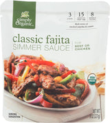 Simply Organic Classic Fajita Simmer Sauce, Certified Organic | 8 oz | Pack of 6