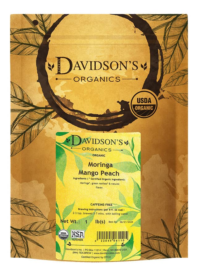 Davidson's Organics, Moringa Mango Peach, Loose Leaf Tea, 16-Ounce Bag