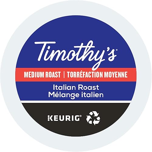 Timothy's, Italian Roast, Single-Serve Keurig K-Cup Pods, Medium Roast Coffee, 120 Count (5 Boxes of 24 Pods)