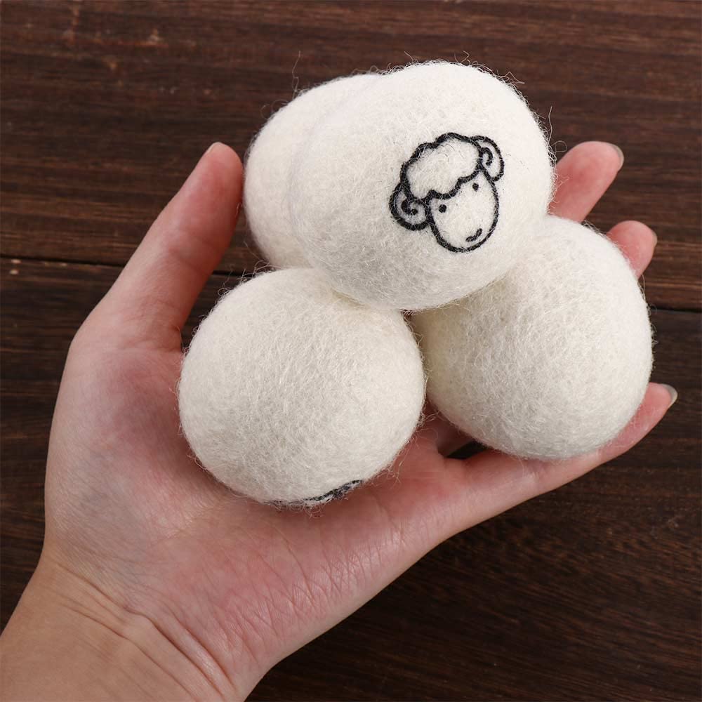 Wool Dryer Balls, Reusable Laundry Balls Softener Washing Fleece Dry Kit Anti-Static Reduce Wrinkles and Save Time Drying Ball(2 pcs-with Pattern)