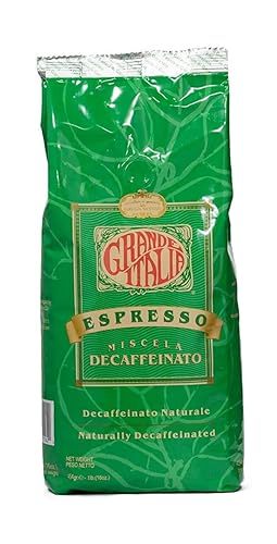 Grande Italia Decaf Whole Bean Espresso, Miscela Decaffeinato, 1lb