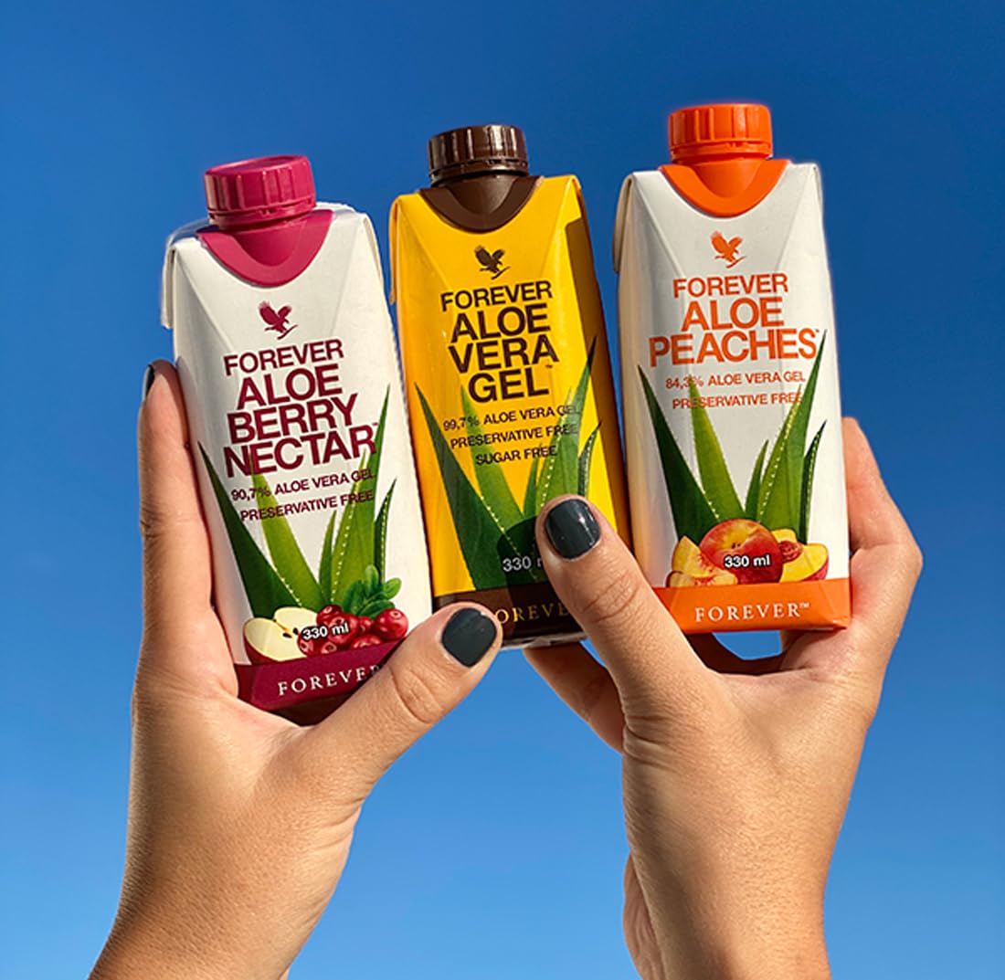 2 x Forever Aloe Berry Nectar Minis (330mL/11.15oz Each) 90.7% Pure Inner Leaf Aloe Vera Gel, No Added Preservatives. Gluten-Free (Pack of 2)