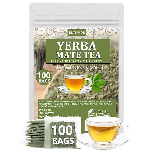 Premium 100 Unsmoked Yerba Mate Tea Bags, Made with 100% Pure Yerba Mate Leaves, No Additives & Caffeine Free.