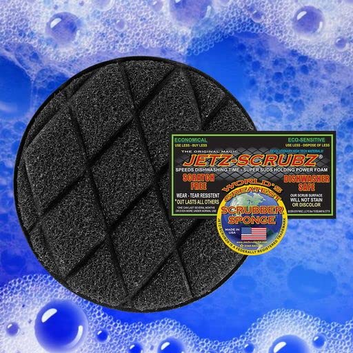 Jetz Scrubz Fashionable Scratch-Free Round Kitchen Scrubber Sponge (1-Pack, Green)