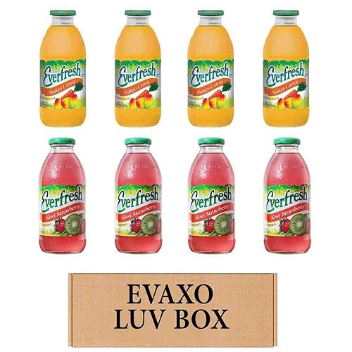 LUV BOX- variety Everfresh Juice 16 oz. pack of 8, Everfresh Mango Carrot, Everfresh Kiwi Strawberry. by evaxo