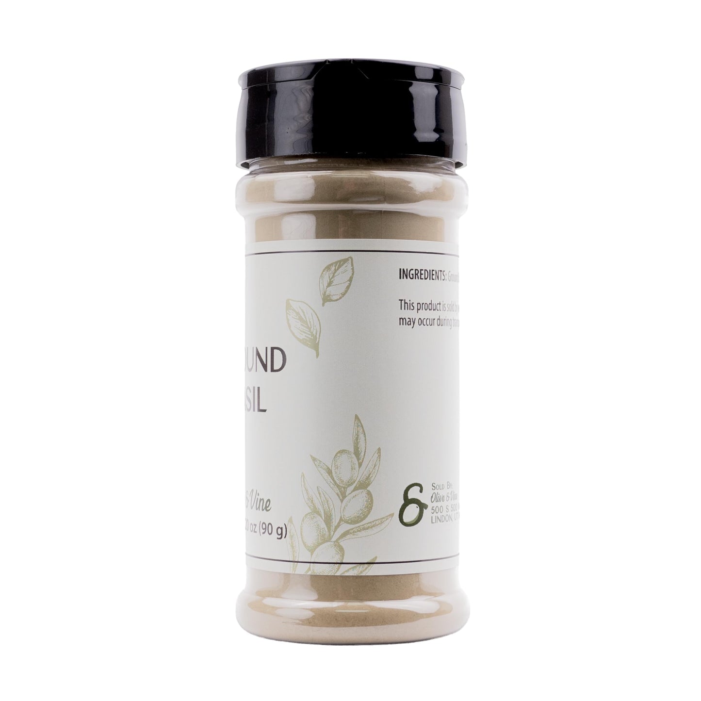 Olive & Vine Ground Basil, Herbaceous Flavor, Seasoning for Pasta, Soups, Salads, with Rich Tradition, Authentic Taste, For Global Recipes (3.20
