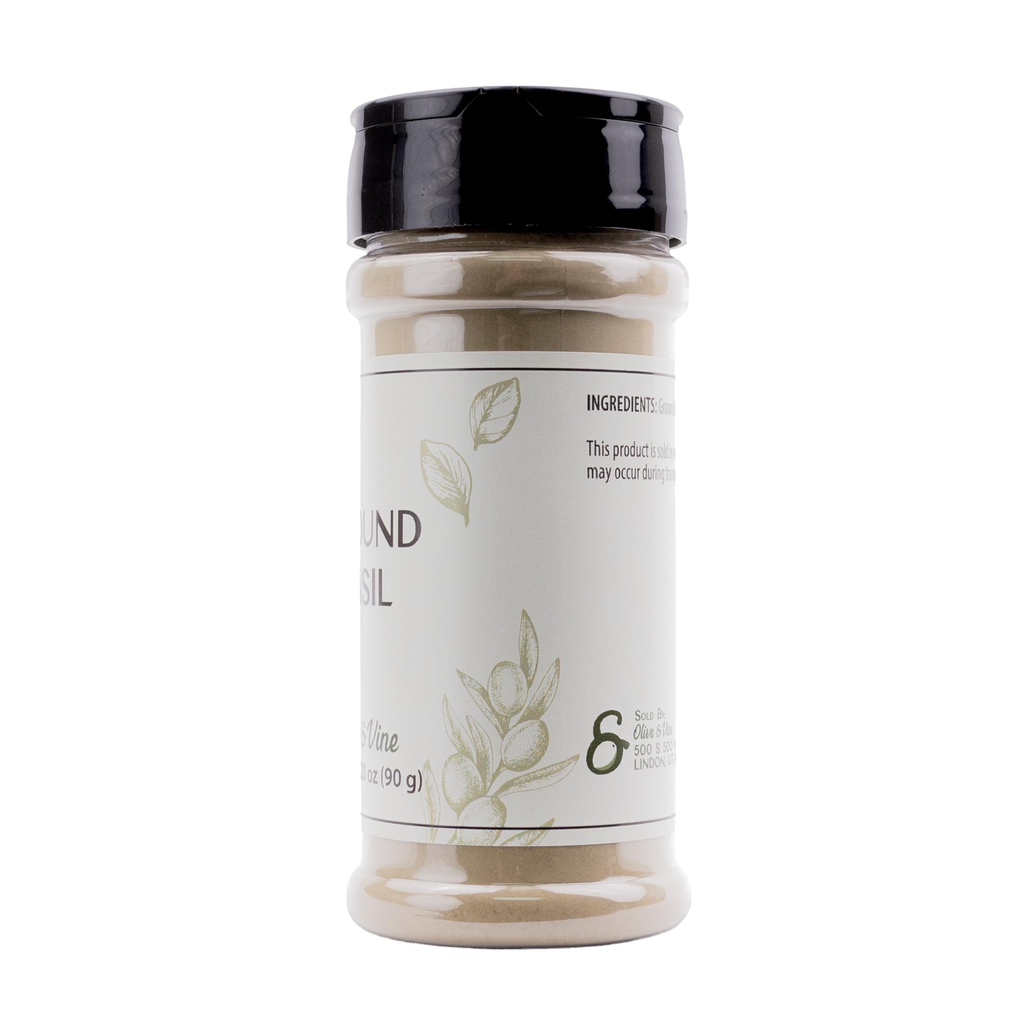 Olive & Vine Ground Basil, Herbaceous Flavor, Seasoning for Pasta, Soups, Salads, with Rich Tradition, Authentic Taste, For Global Recipes (3.20