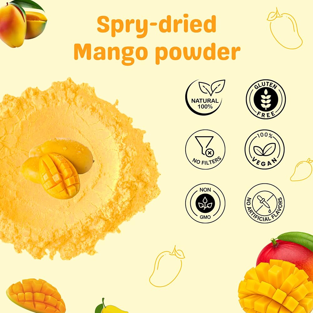 Mango Fruit Powder 114 g - Fresh From Garden | for making cakes, fresh juice, smoothies, and healthy drinks | vegan | Free from preservation