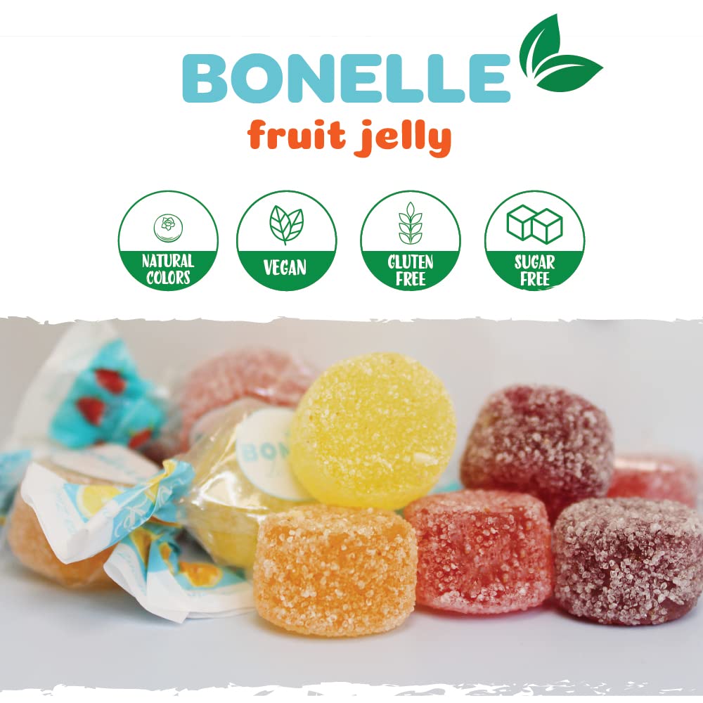 Bonelle Sugar Free Fruit Jelly Candy | 1 Pound Bag | Individually Wrapped Sugar Free Candy | Naturally Flavored Dye Free Candies | Assorted Flavors