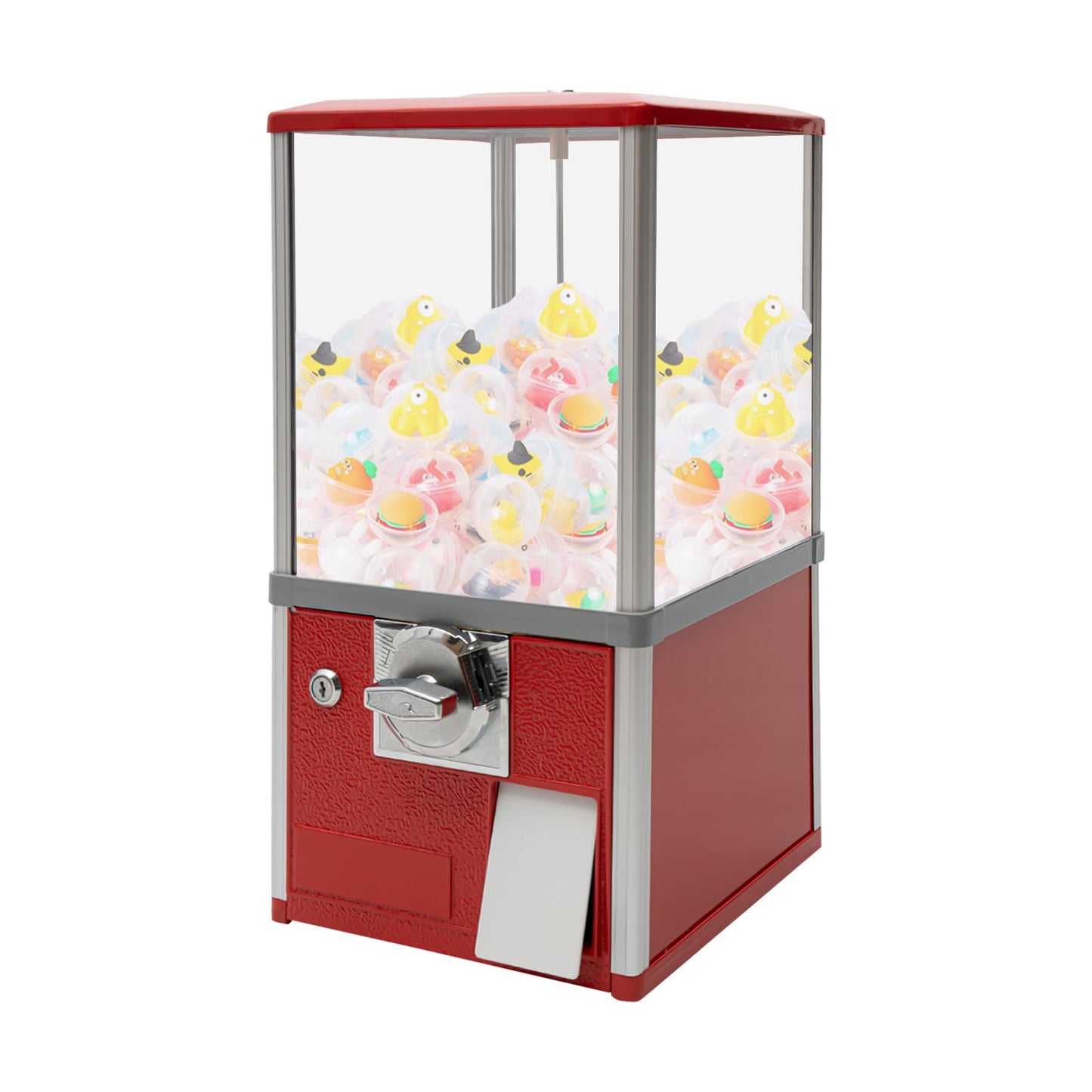 25-Cent Commercial Vending Machine - 10.63in High-Capacity Gacha Machine, Dispenses 200+ Capsules/Candy, Compatible with 1.77-1.97in, Lock & Keys