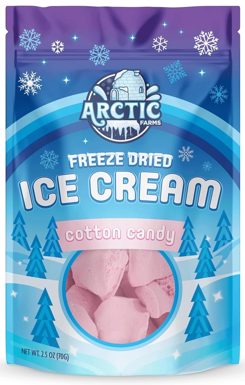 Arctic Farms Freeze Dried Ice Cream Bits Bagged and Boxed - Does Not Melt (Cotton Candy Pink)