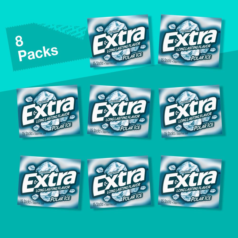 EXTRA Polar Ice Sugar Free Gum Back To School Chewing Gum- 8 Bulk Gum Pack (120 ct)