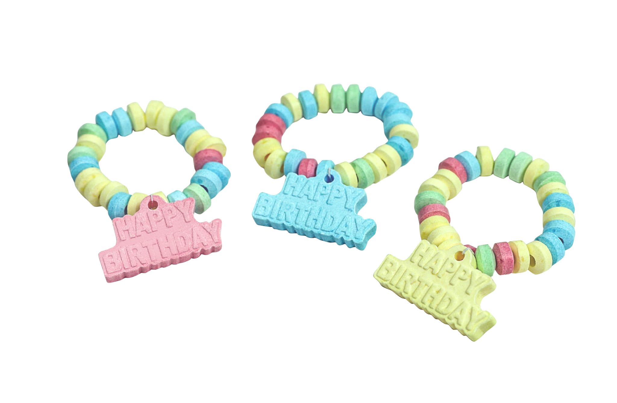 Happy Birthday Candy - 24 Individually Wrapped Bulk Candy Bracelets - Great for Birthday Party Favor Candy - Goodie Bags for Kids - Pinata Fillers