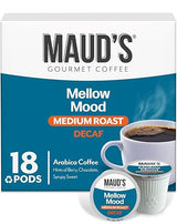 Maud's Decaf Medium Roast Coffee Pods, 18 ct, Decaffeinated Coffee in Single Serve Pods - 100% Arabica Coffee, Compatible with Keurig K Cups Maker
