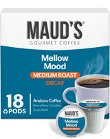 Maud's Decaf Medium Roast Coffee Pods, 18 ct, Decaffeinated Coffee in Single Serve Pods - 100% Arabica Coffee, Compatible with Keurig K Cups Maker