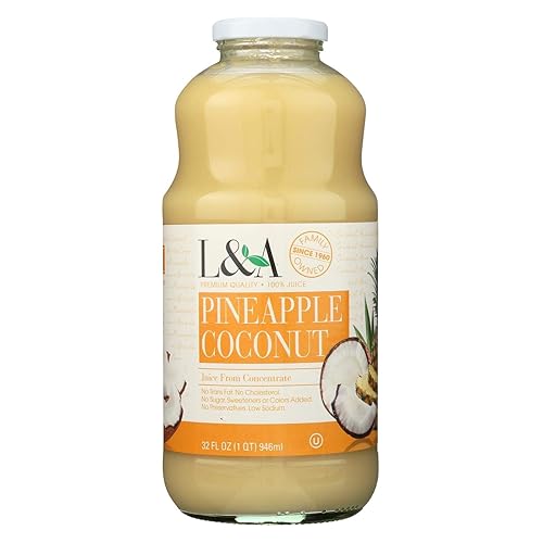 L&A Coconut Pineapple Juice, 32-Ounce (Pack of 6)