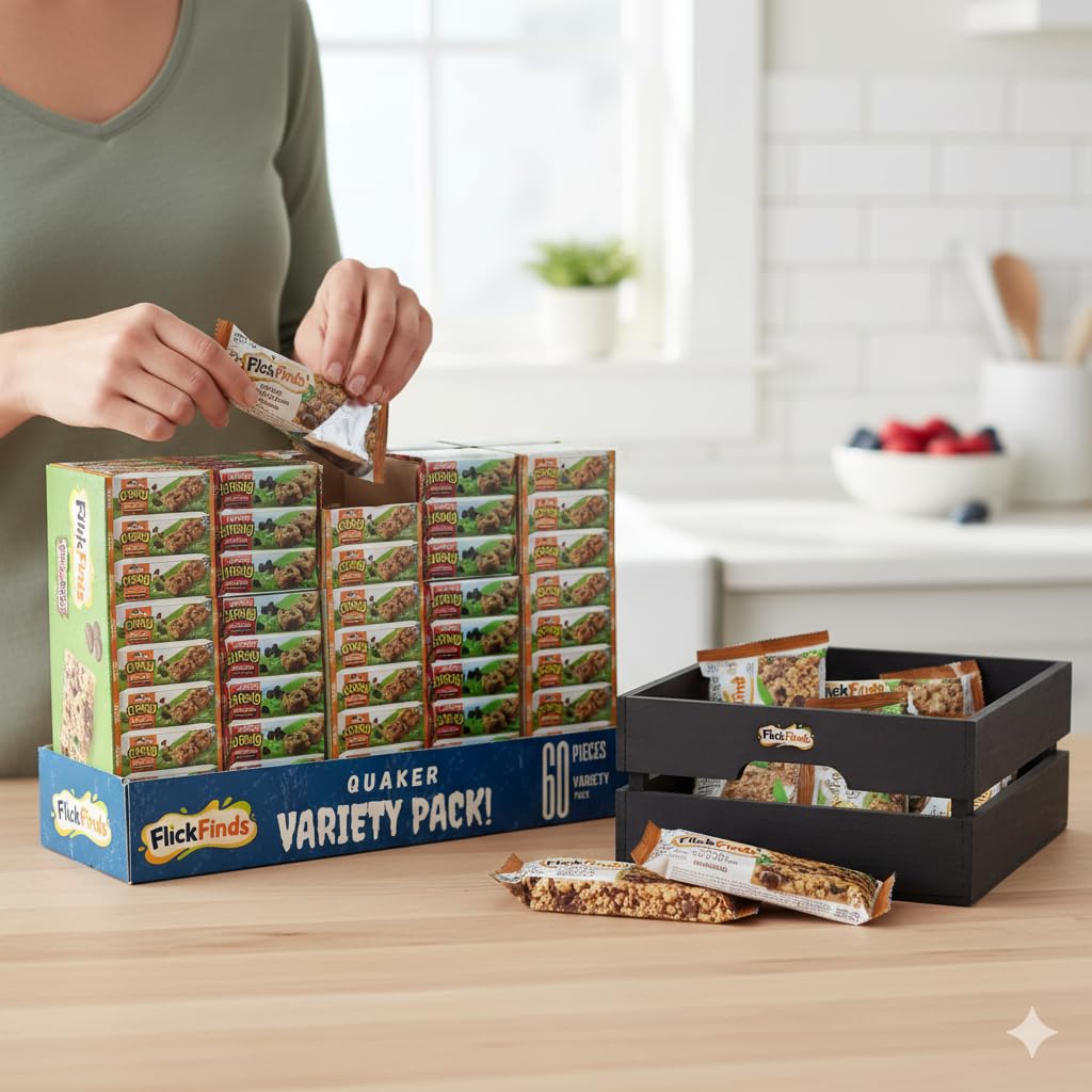 Qu@ker Chewy Granola Bars Variety Pack - 60 Individually Wrapped Bars, On-the-Go Snacks, Lunchbox Friendly, Assorted Flavors, Family Pack