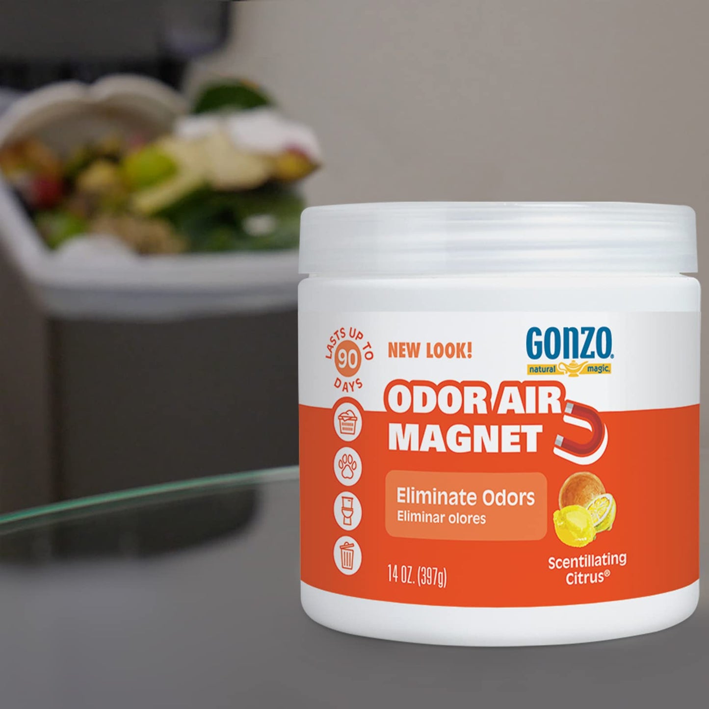 Gonzo Natural Magic Odor Air Magnet - Eliminates Odors from Closets, RV's, Rental Properties, Cars, Pet Areas, Bathrooms, Trash Areas Caused by Smoke