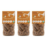 3 PACKS ORGANIC ITALIAN WHOLE DURUM WHEAT FUSILLI PASTA - Sicilian Ancient Grain Timilia Vegan Pasta Crafted in Italy. LOW-GLUTEN INDEX. Has 6X More