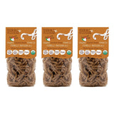 3 PACKS ORGANIC ITALIAN WHOLE DURUM WHEAT FUSILLI PASTA - Sicilian Ancient Grain Timilia Vegan Pasta Crafted in Italy. LOW-GLUTEN INDEX. Has 6X More