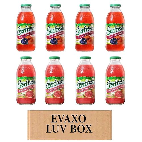 GONDMAX LUV BOX - Peach, Plum, Pear & Ruby Red Grapefruit Juice Variety Pack, 8 x 16 oz Bottles