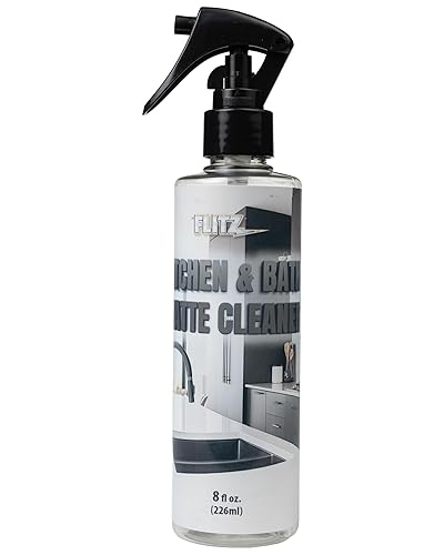 FLITZ Kitchen & Bath Matte Cleaner - 8oz of USA-Made Non-Abrasive Matte Black Cleaner - Removes Light Grease, Smudges, and Water Spots - Water-Based