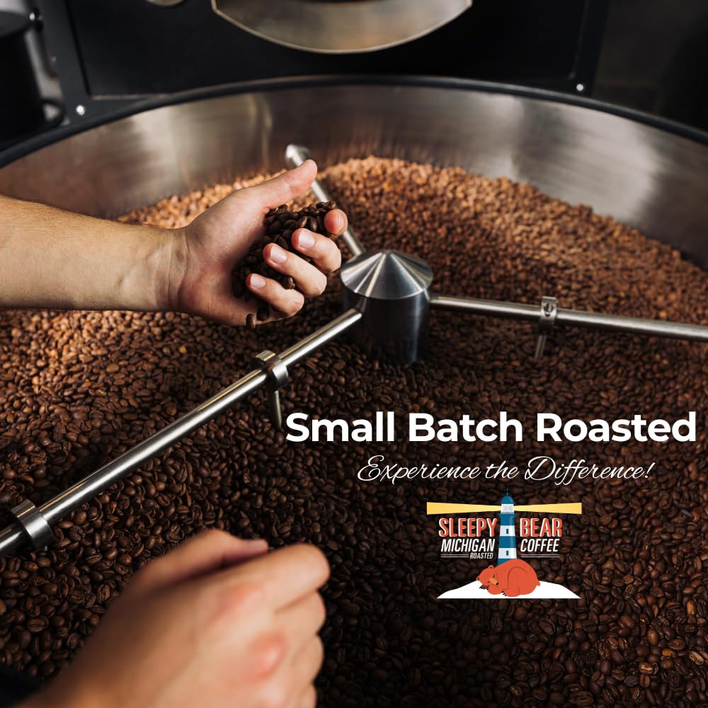 Sleepy Bear Mackinac Fudge Ground Coffee - Flavored Light Roast Arabica with Rich Fudge Flavor Michigan-Made Smooth & Sweet Blend No Sugar Added 16oz